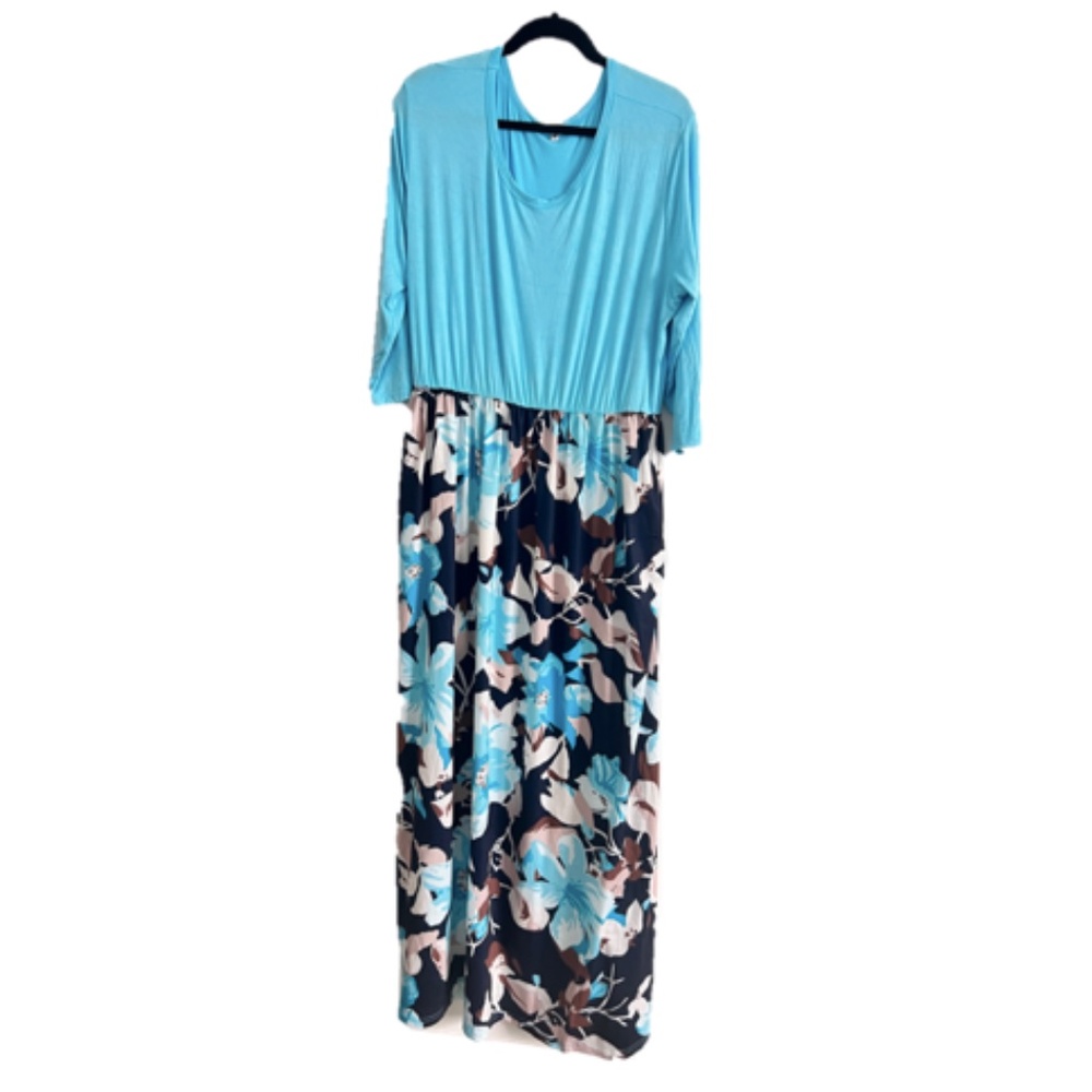 Women's 3/4 Sleeve Maxi Dress with Pockets Size 3XL